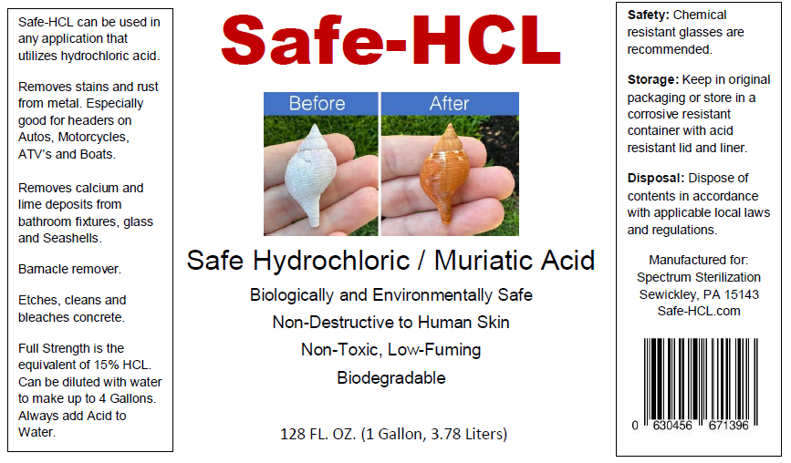 Safe-HCL- (1 Gallon, 3.78 Liters) Biologically Safe, Synthetic, Hydrochloric / Muriatic Acid - NO Personal Protective Equipment (PPE) Required