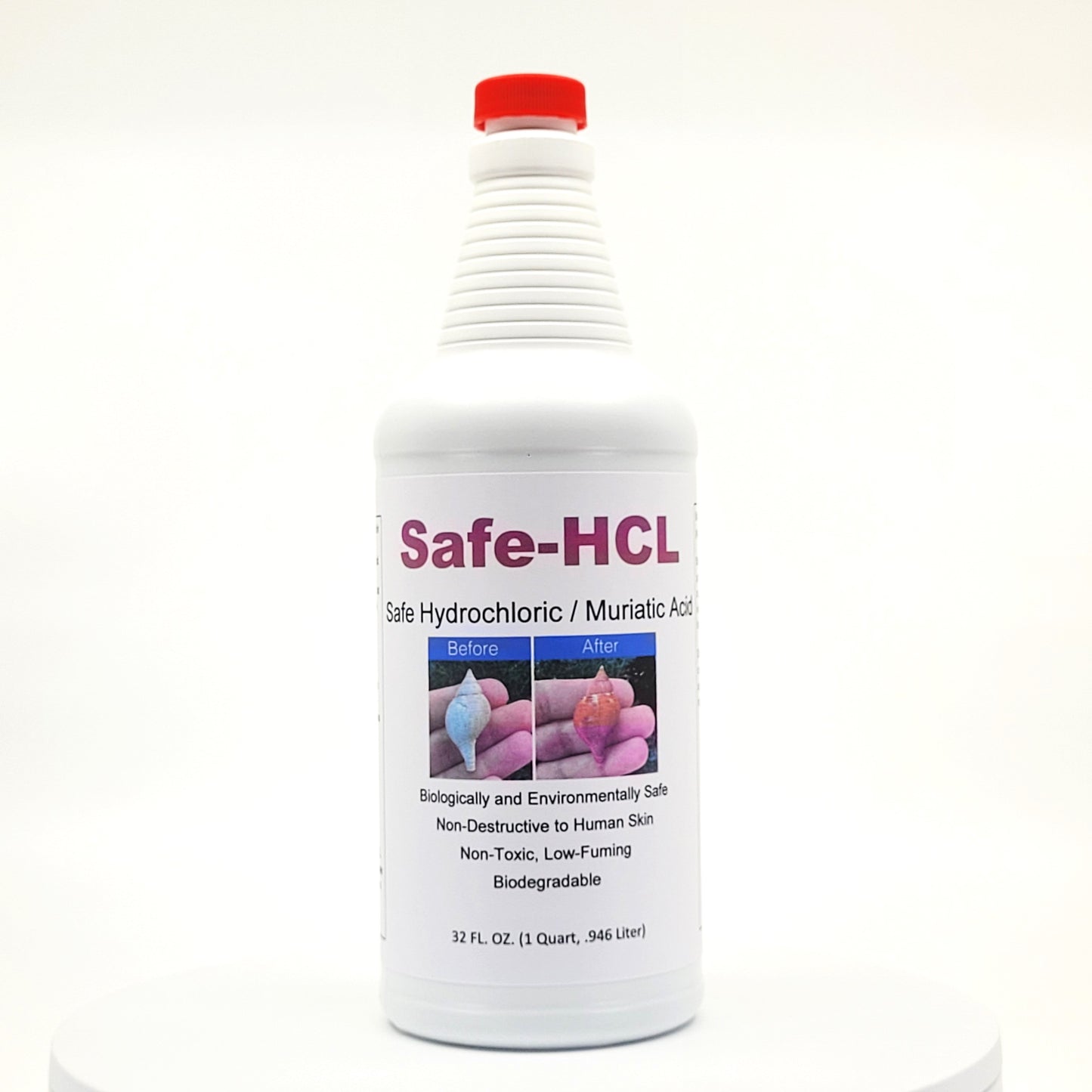 Safe-HCL- (1 quart, 0.94 Liter) Biologically Safe, Synthetic, Hydrochloric / Muriatic Acid - NO Personal Protective Equipment (PPE) Required