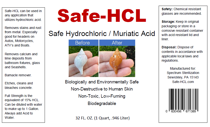 Safe-HCL- (1 quart, 0.94 Liter) Biologically Safe, Synthetic, Hydrochloric / Muriatic Acid - NO Personal Protective Equipment (PPE) Required
